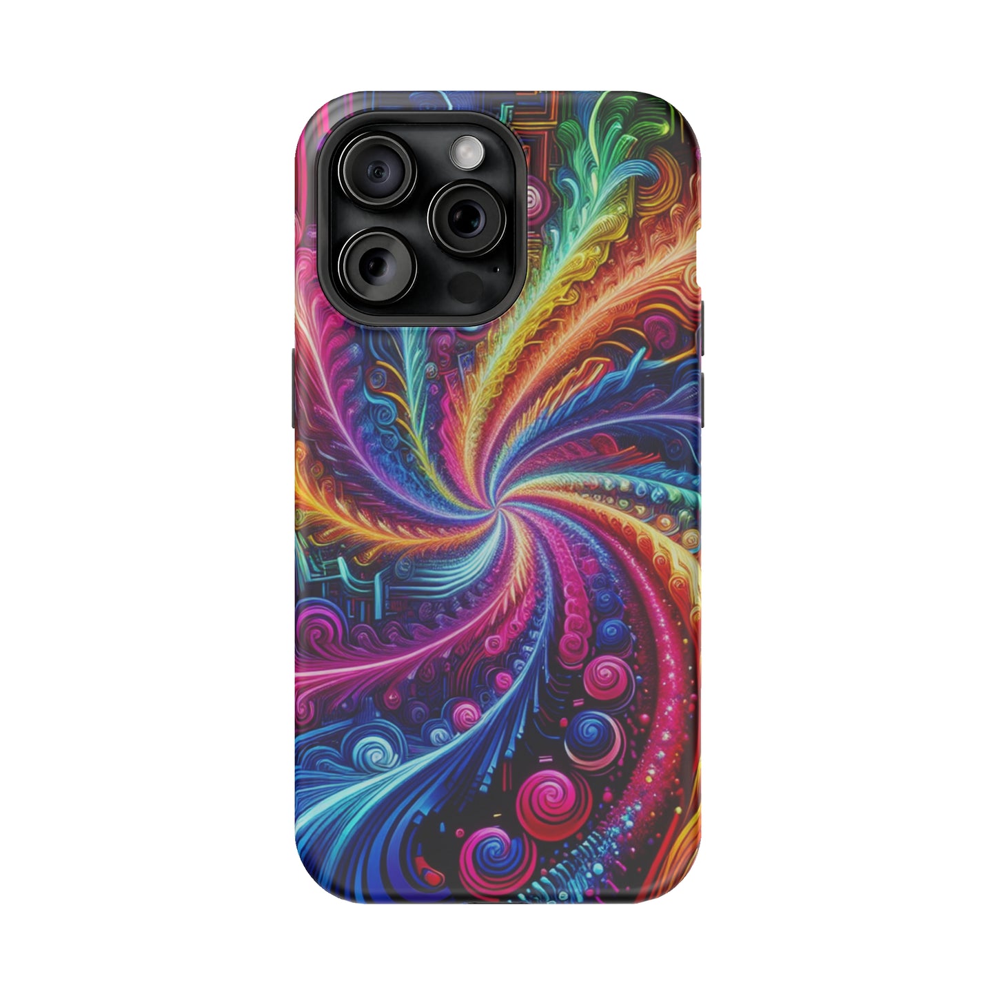 Infinite Neon Ravelry. Neon Trippy Infinity Patterns Premium Art Magsafe Magnet Tough IPhone 13 14 15 Pro Plus Max and Mini in Matte and Glossy Phone cases