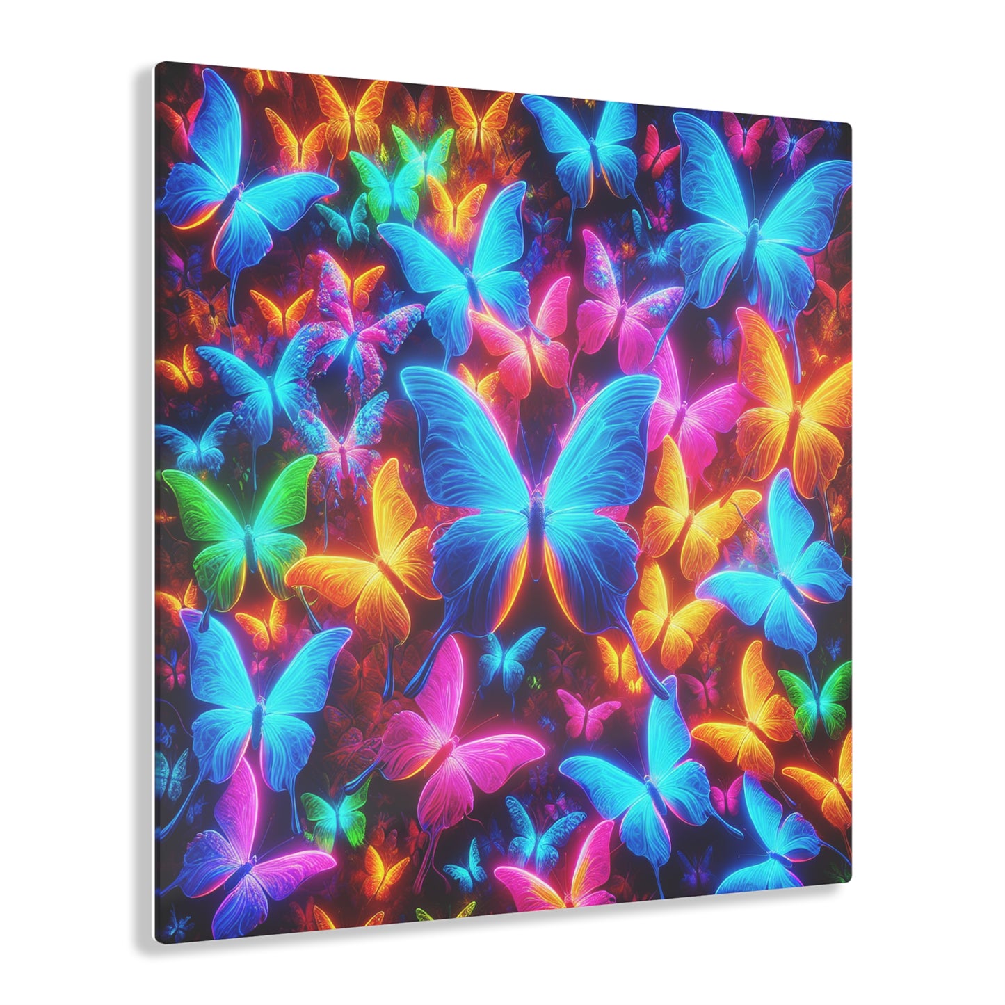 "Trail of Glowing Wings" NEON Butterflies Art 1/4" Glossy Acrylic Art
