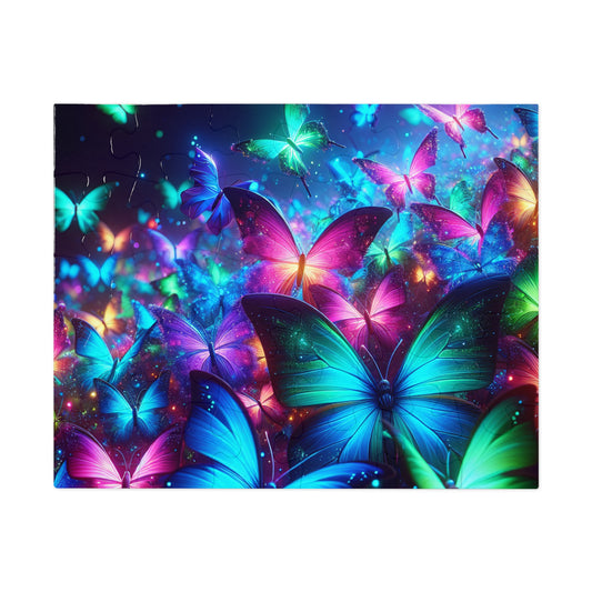 Neon Flutter. - Neon Butterflies Puzzle30, 110, 252, and 1000 Pieces