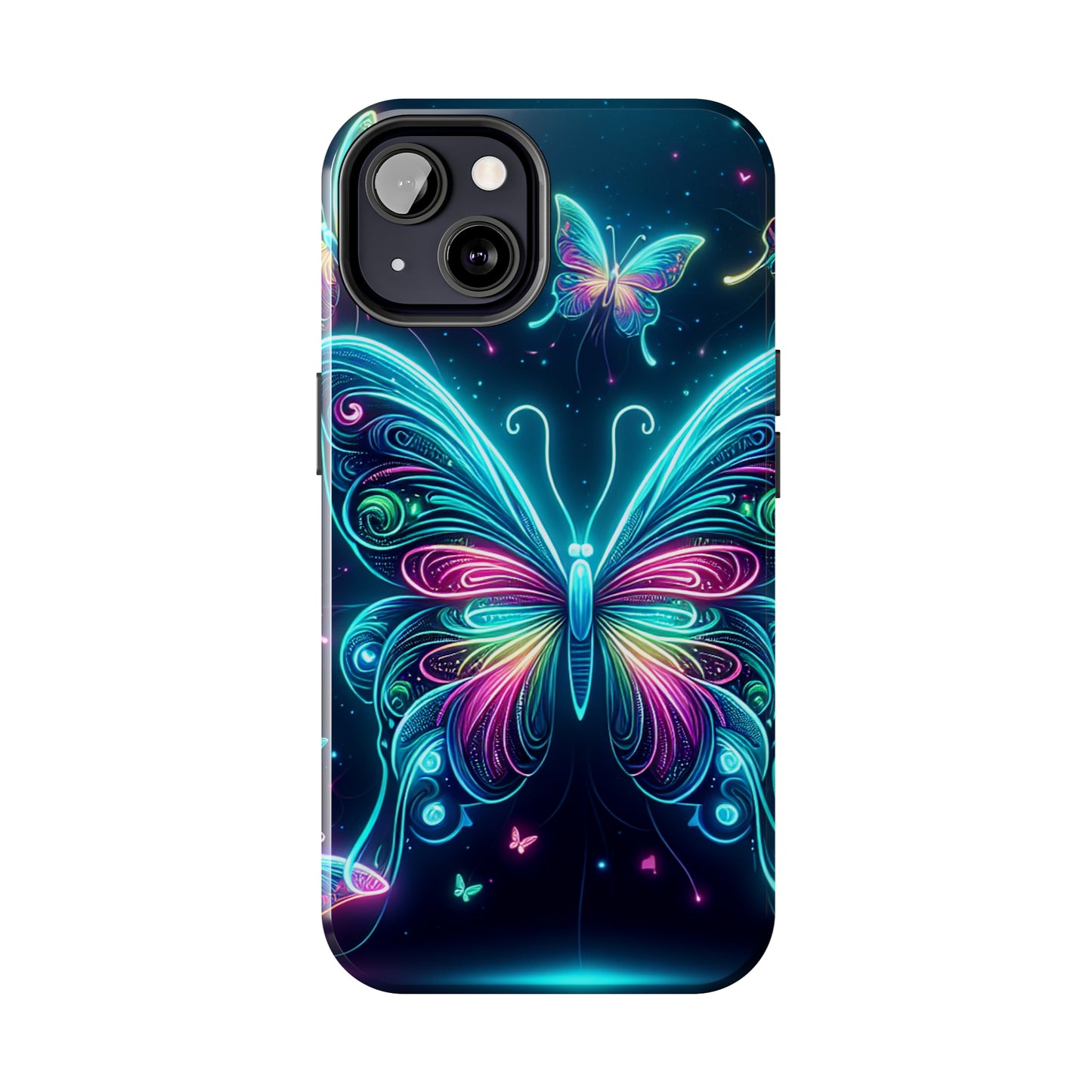 "Neon Butterfly Glo-Rama" NEON Butterflies Tough Phone Case Iphone 6 7 8 9 10 11 12 13 14 SE X XR XS Pro Max Mini Plus