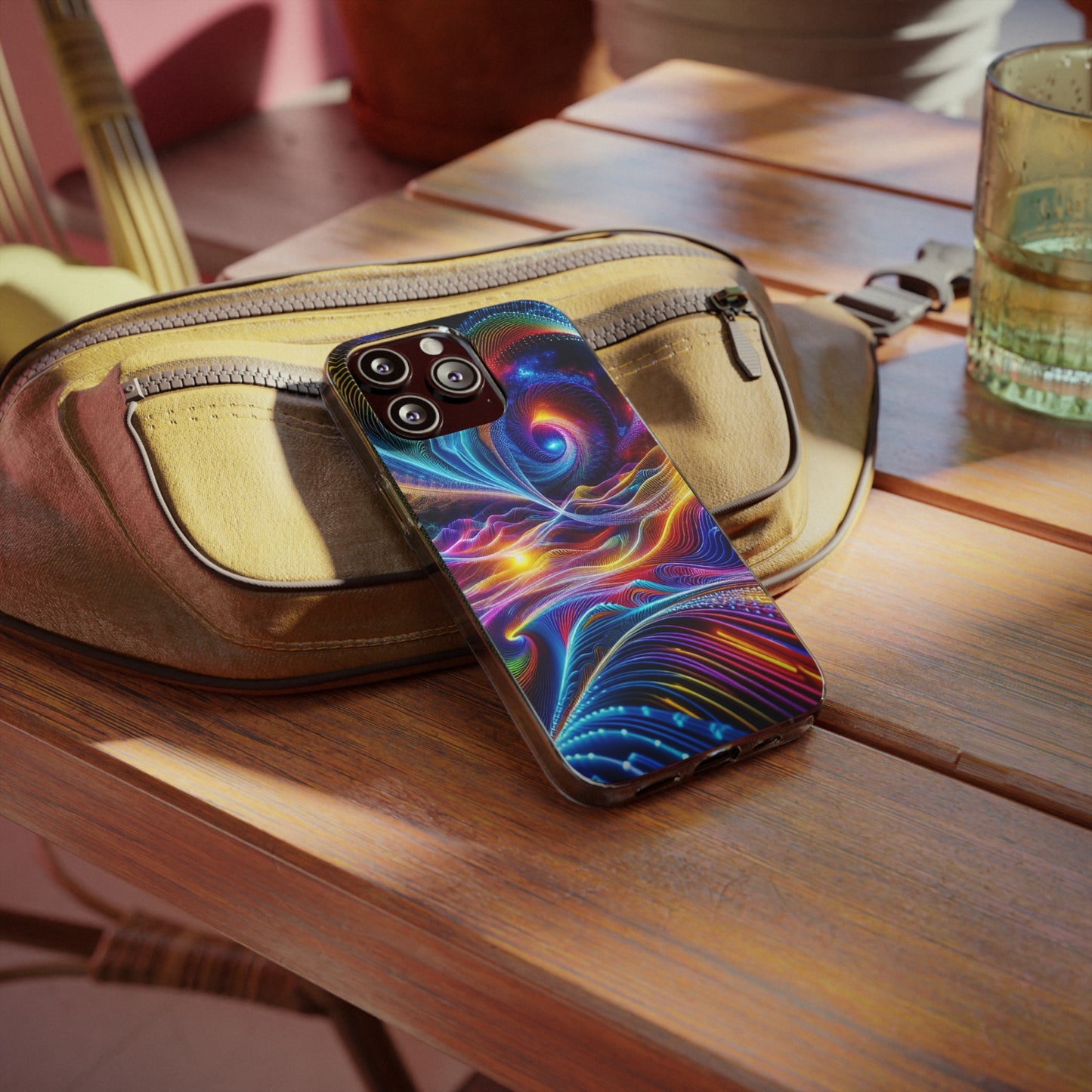 Neon Vortex. Infinity Patterns Art Polycarbonate Phone Case