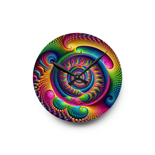 Reflective Neon Odyssey Infinity Patterns Art Acrylic Clock