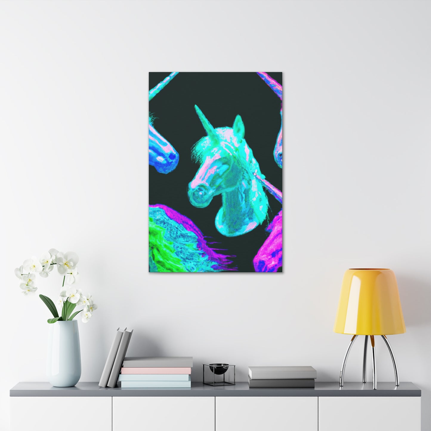 Neon Unicorn Palooza NEON Unicorns Art Canvas