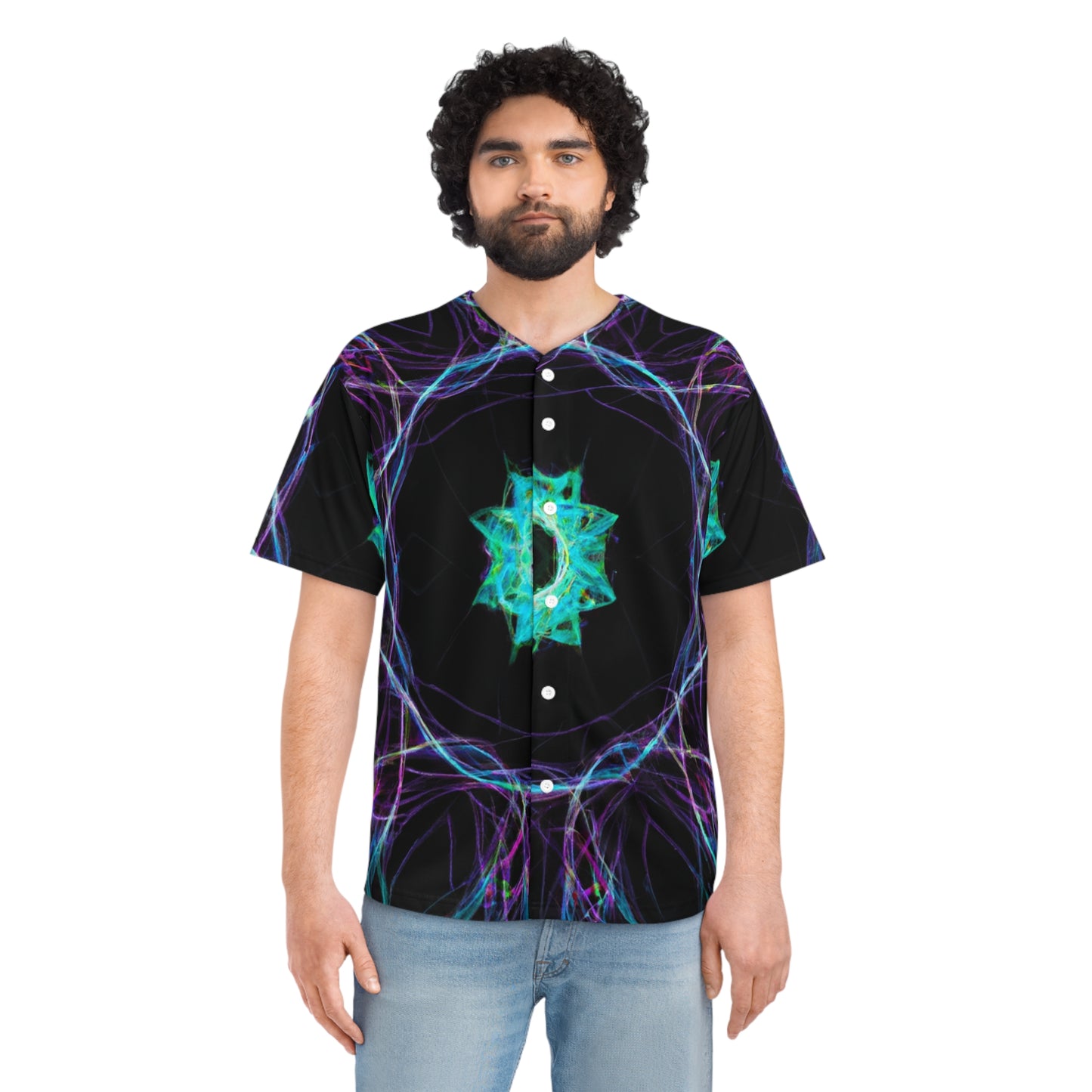 Electric Cosmic Splatter. Trippy Infinity Patterns Mens Jersey