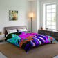 "Neon Glade of Wonders" Butterflies & Mushrooms Comforter Blanket