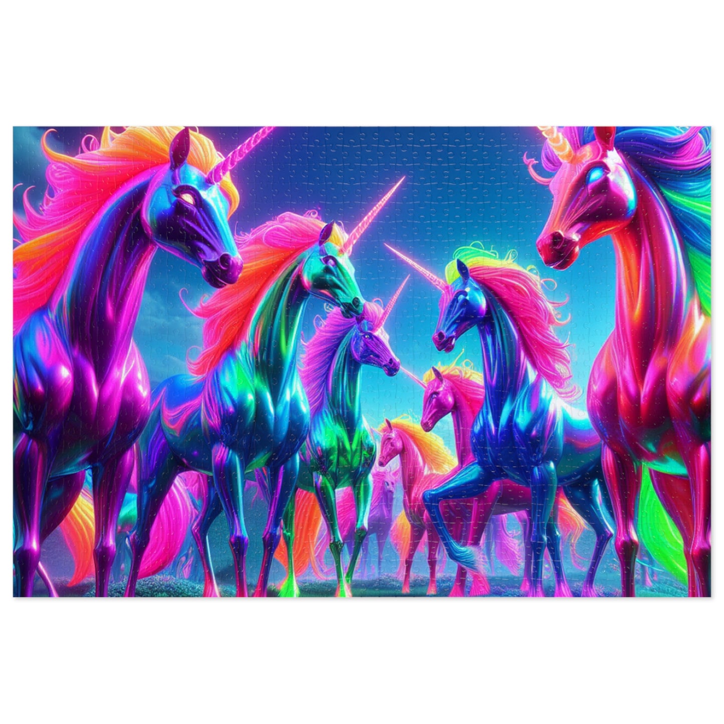 NeonUnicornSplash - Neon Unicorns Puzzle 30, 110, 252, and 1000 Pieces