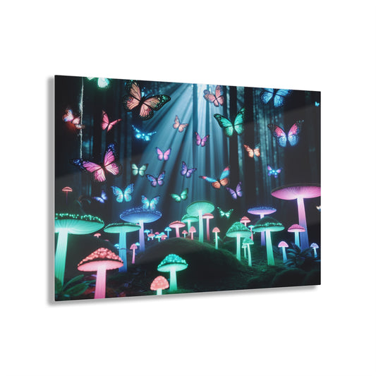Neon Nature Fantasy Butterflies & Mushrooms 1/4" Glossy Acrylic Art