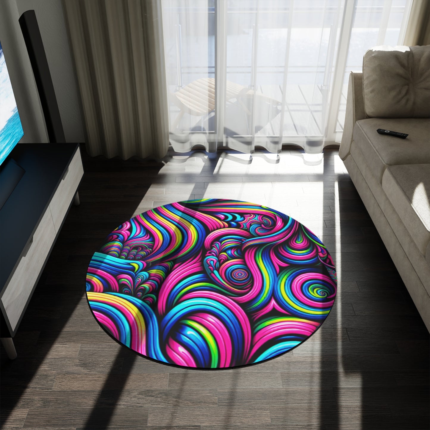 Neon Infinity Ecstasy Infinity Patterns Round Rug