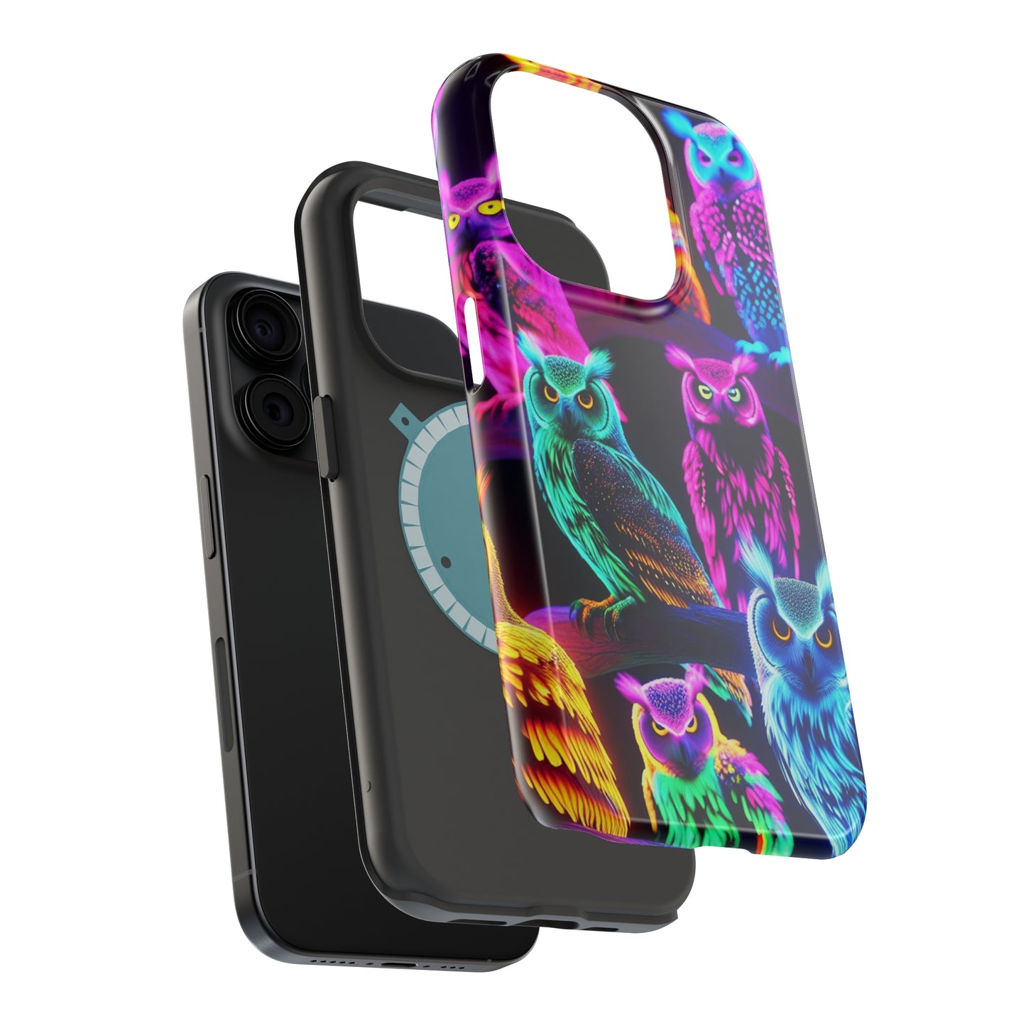 Neon Night Owls. Neon Owls Premium Art Magsafe Magnet Tough IPhone 13 14 15 Pro Plus Max and Mini in Matte and Glossy Phone cases