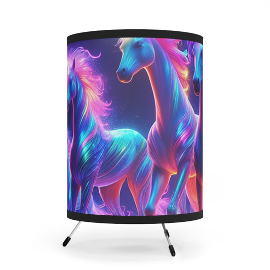 Neon Night Unicorns. - NEON Unicorns Art Tripod Lamp