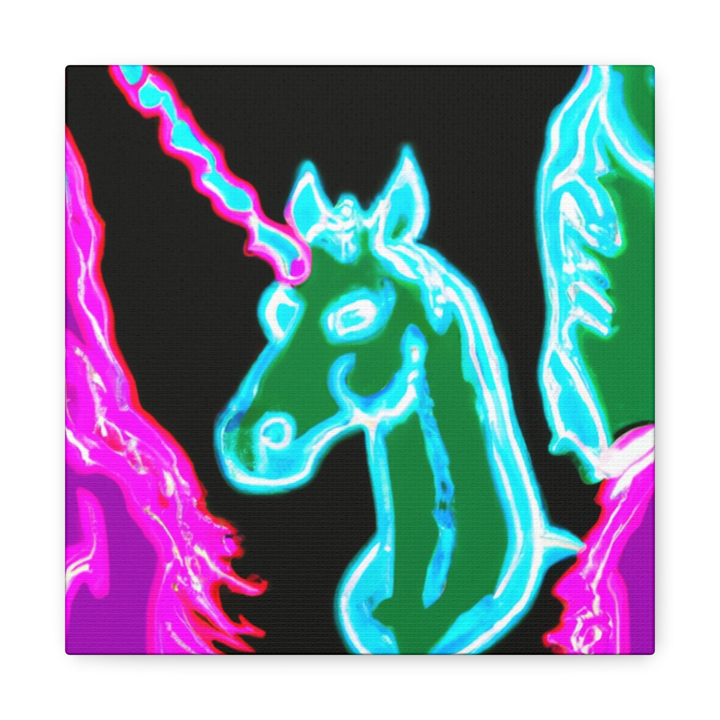'Unicorns of the Electric Rainbow' NEON Unicorns Art Canvas