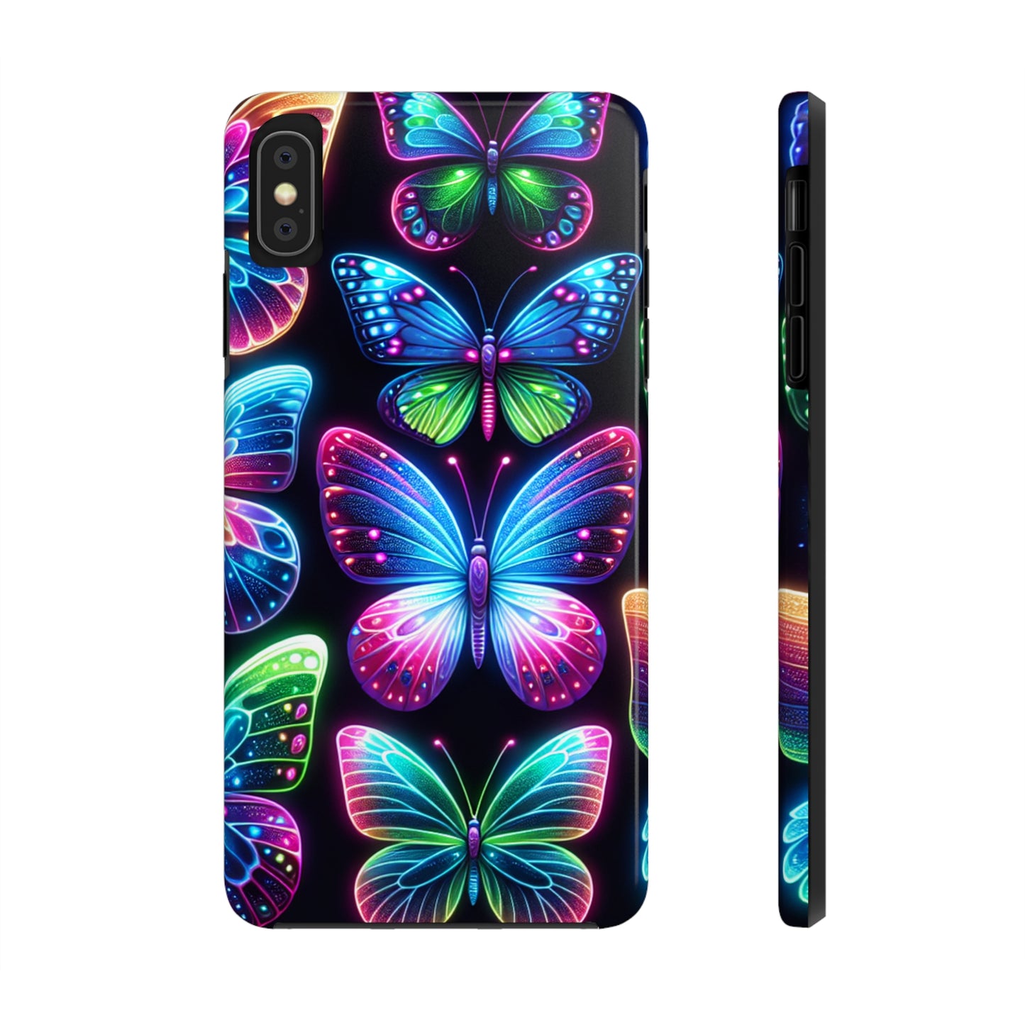 "Dance of the Neon Butterflies" NEON Butterflies Tough Phone Case Iphone 6 7 8 9 10 11 12 13 14 SE X XR XS Pro Max Mini Plus