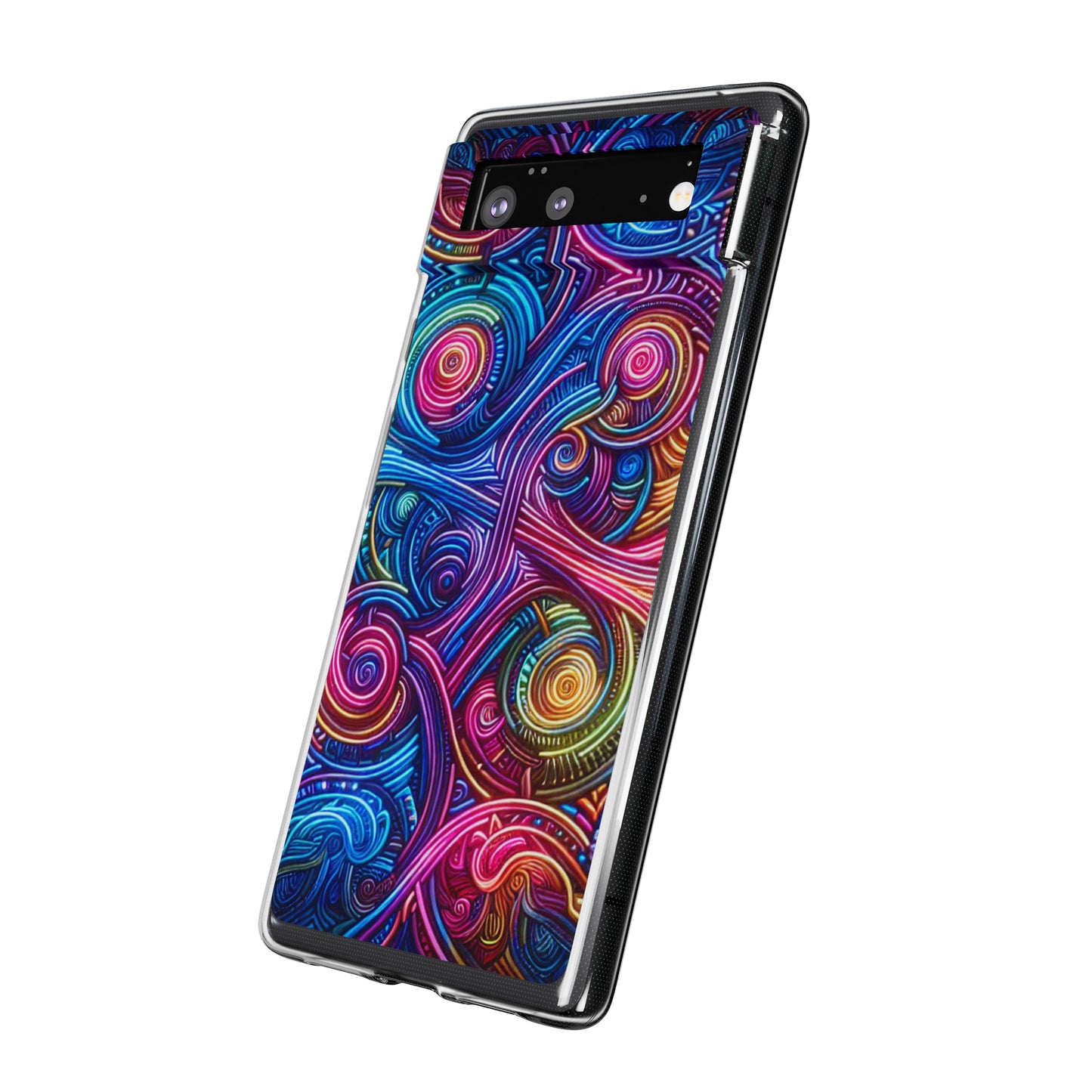 Vibrant Trippy Neon Infinity Ripples. Infinity Patterns Art Polycarbonate Phone Case Samsung Galaxy s21 s22 Google Pixel 6 Iphone 11 12 13 14 Pro Max Mini Plus