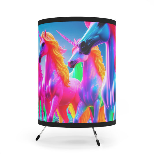 "Infinite Illumination" - NEON Unicorns Art Tripod Lamp