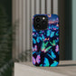 "Fantasia of Neon Butterflies" Neon Butterflies Premium Art Magsafe Magnet Tough IPhone 13 14 15 Pro Plus Max and Mini in Matte and Glossy Phone cases