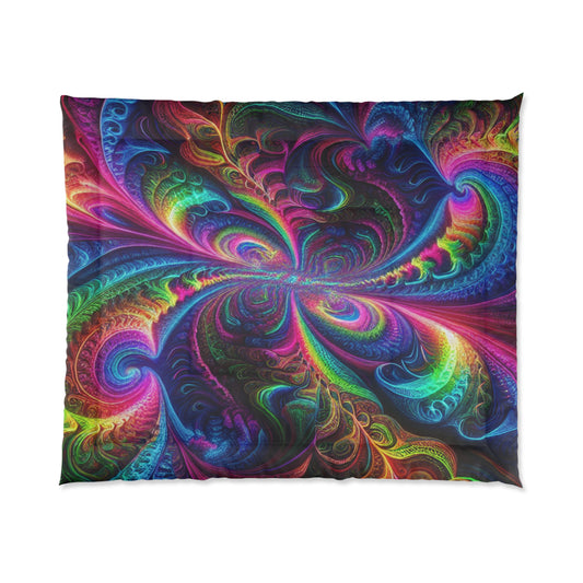 Interdimensional Teal Swirls. Trippy Infinity Patterns Comforter Blanket