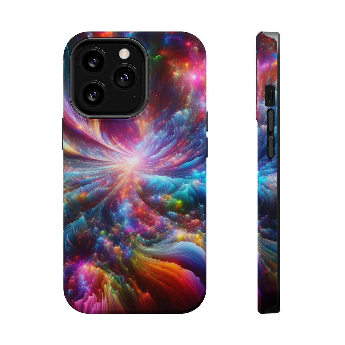 Neon Infinity Chromadrift. Neon Trippy Infinity Patterns Premium Art Magsafe Magnet Tough IPhone 13 14 15 Pro Plus Max and Mini in Matte and Glossy Phone cases