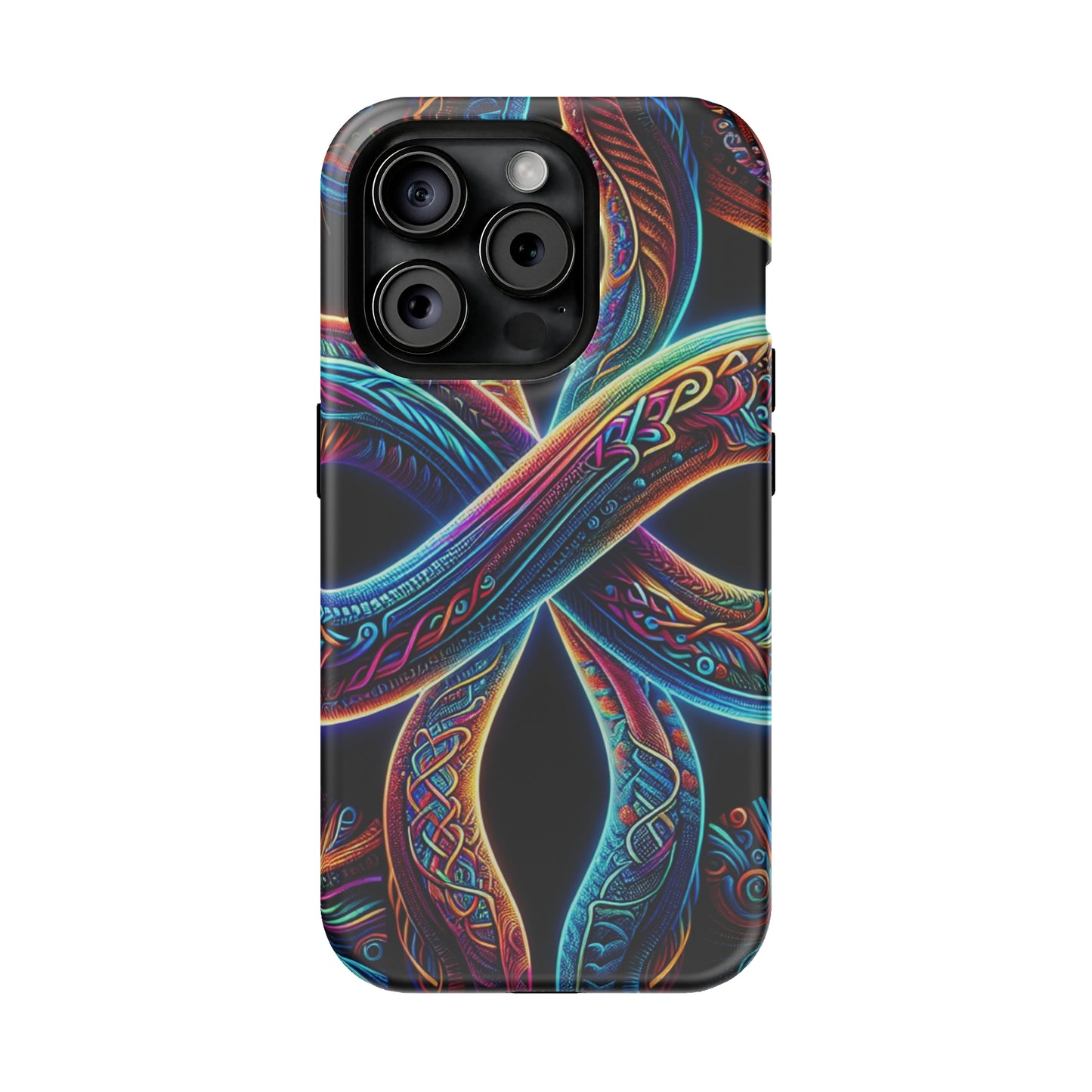Vibrant Infinity Nocturne Neon Trippy Infinity Patterns Premium Art Magsafe Magnet Tough IPhone 13 14 15 Pro Plus Max and Mini in Matte and Glossy Phone cases