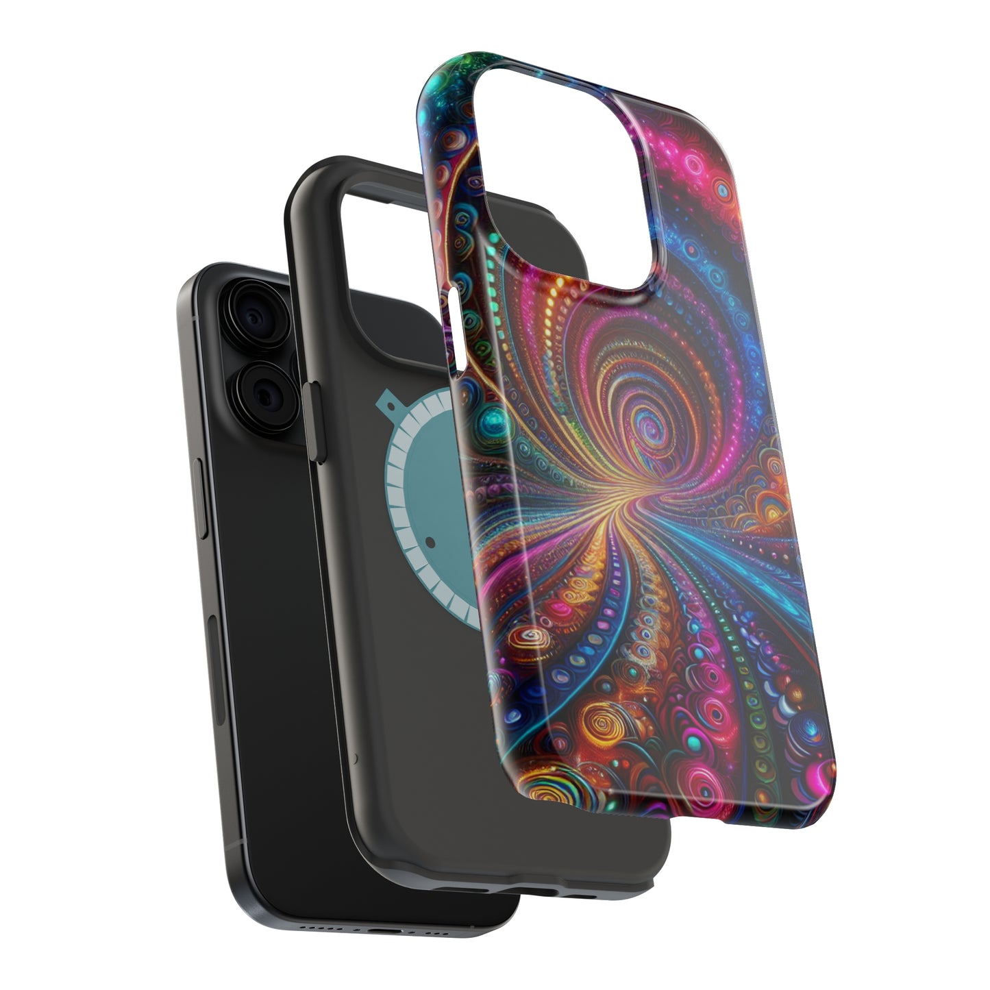 Neon Eternal Infinity Oasis. Neon Trippy Infinity Patterns Premium Art Magsafe Magnet Tough IPhone 13 14 15 Pro Plus Max and Mini in Matte and Glossy Phone cases
