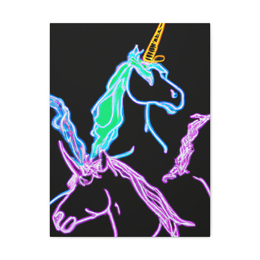 "Galactic Shebang of Neon Unicorns" NEON Unicorns Art Canvas