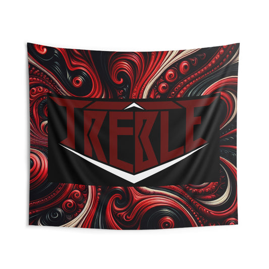 Treble Twilight Mysticism. Red & Black Infinity Patterns Art Tapestry