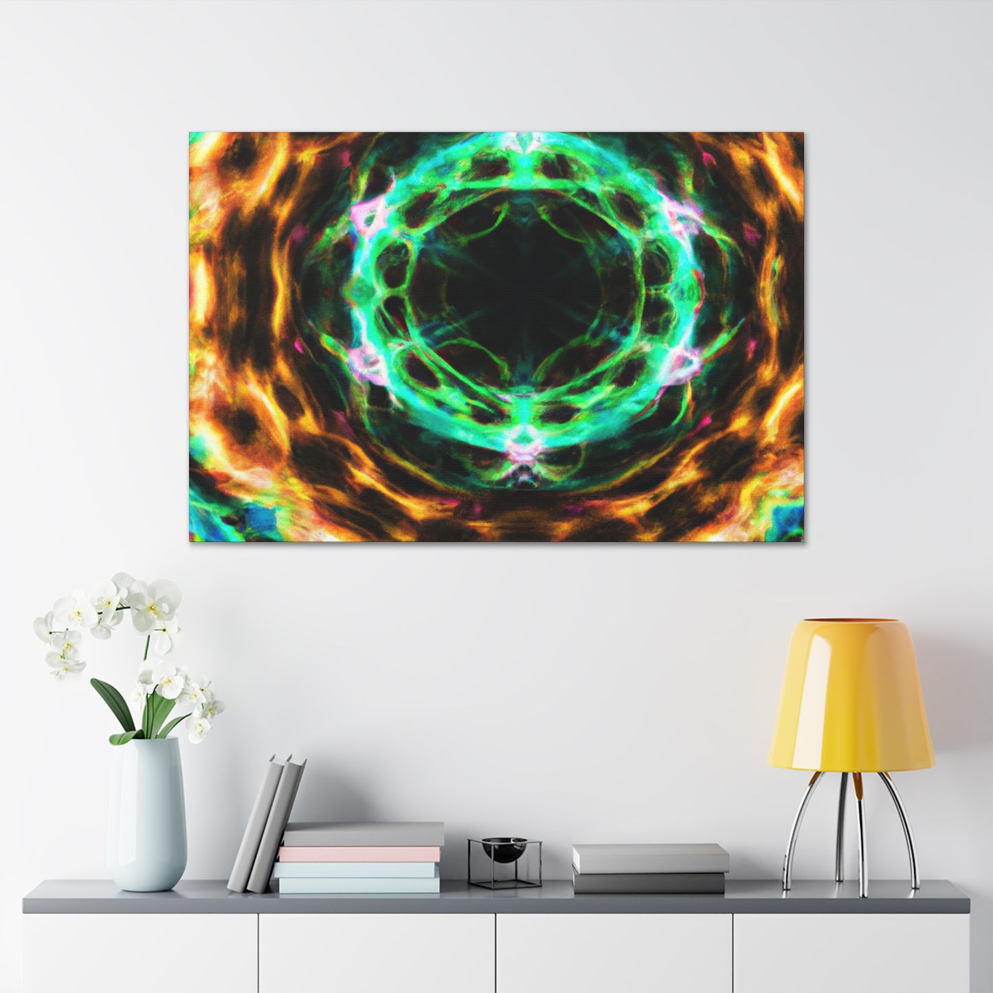 Galactic Neon Hyperspace Splatter. Trippy Infinity Patterns Art Canvas