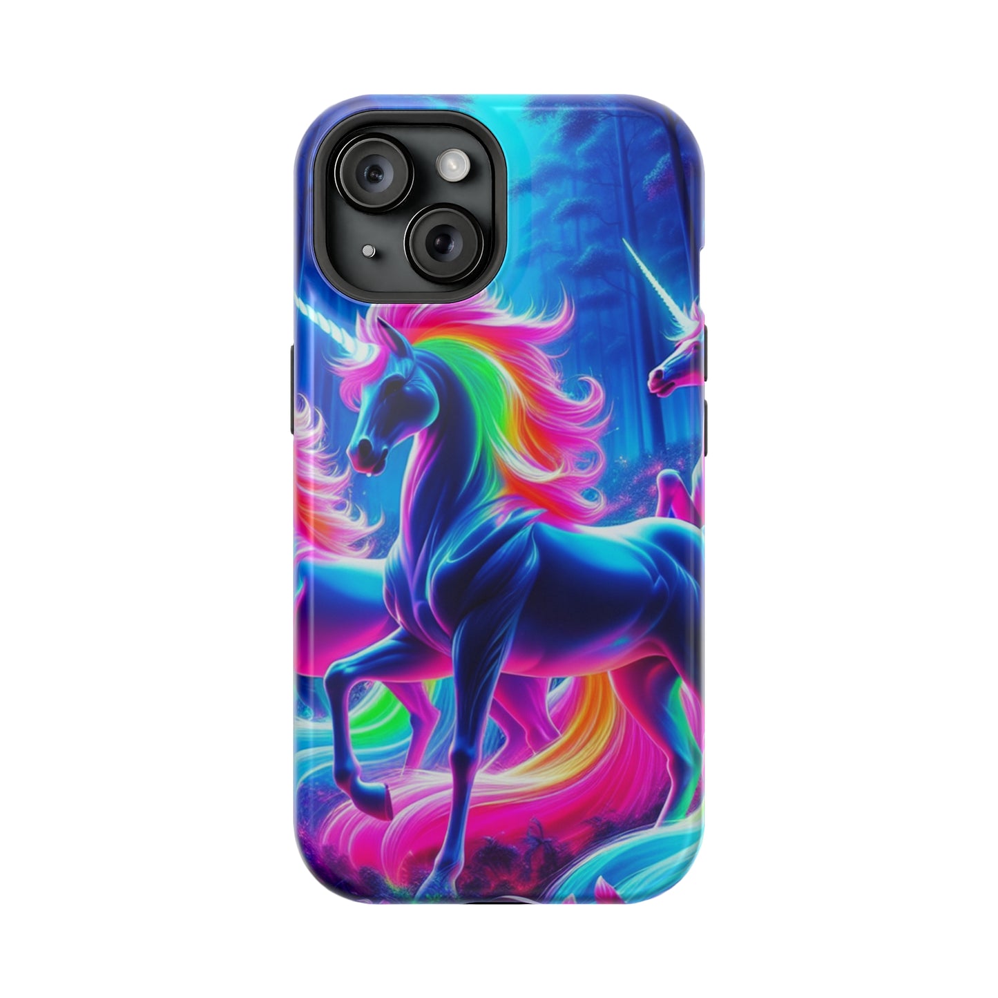 NeonNocturnals Neon Unicorns Premium Art Magsafe Magnet Tough IPhone 13 14 15 Pro Plus Max and Mini in Matte and Glossy Phone cases