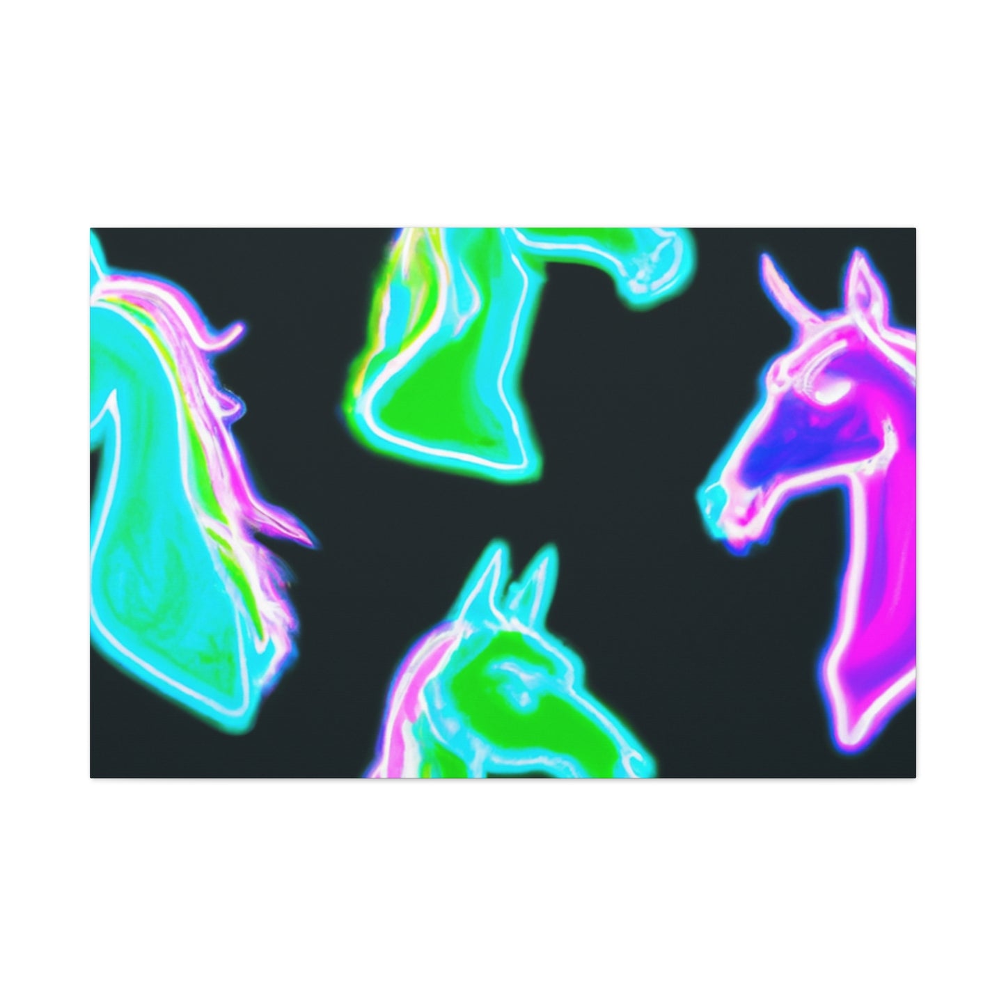 Vivid Nocturnal Unicorns. NEON Unicorns Art Canvas