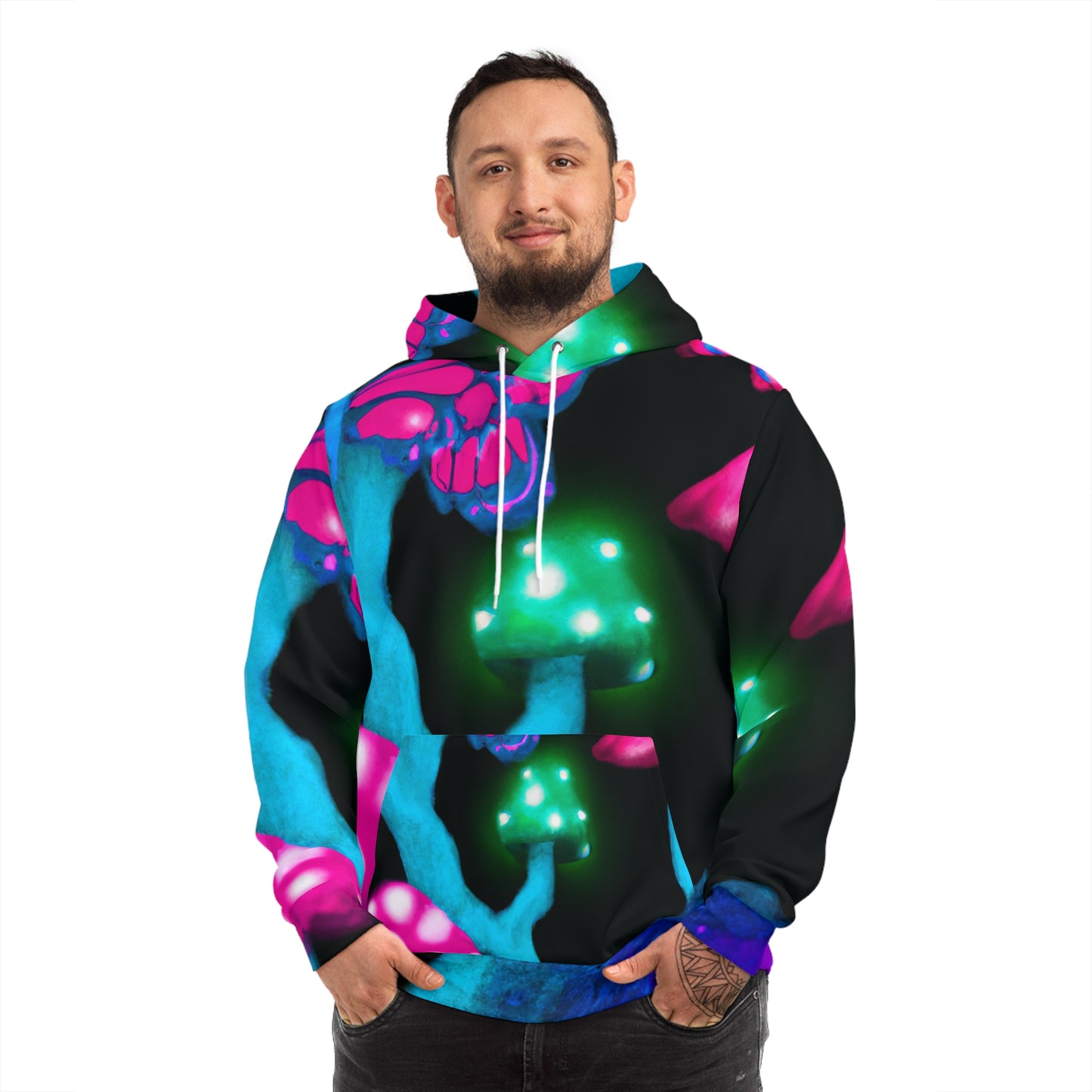 Mystic Neon Garden - Butterflies & Mushrooms AOP Hoodie