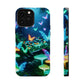 "Neon Meadow" Neon Butterflies and Mushrooms Premium Art Magsafe Magnet Tough IPhone 13 14 15 Pro Plus Max and Mini in Matte and Glossy Phone cases