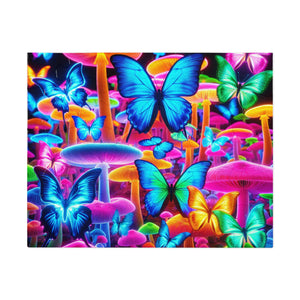Neon Splendor. - Neon Butterflies and Mushrooms Puzzle 30, 110, 252, and 1000 Pieces