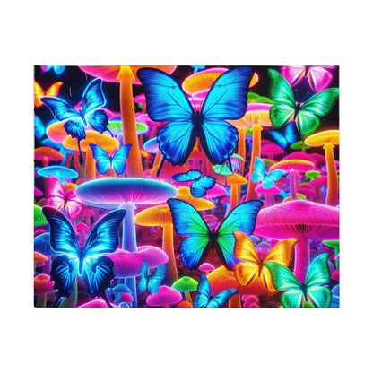 Neon Splendor. - Neon Butterflies and Mushrooms Puzzle 30, 110, 252, and 1000 Pieces