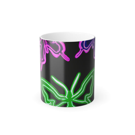 Vivid Neon Flutterings Neon Butterflies 11oz Color Morphing Mug