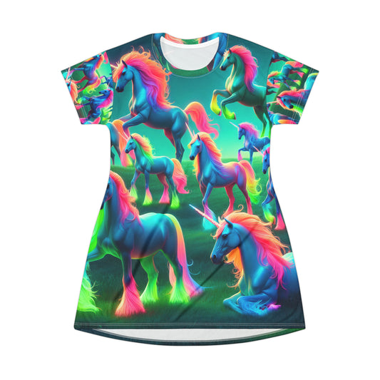 Neon Unirainbow. Neon Unicorns Womans T Shirt Dress