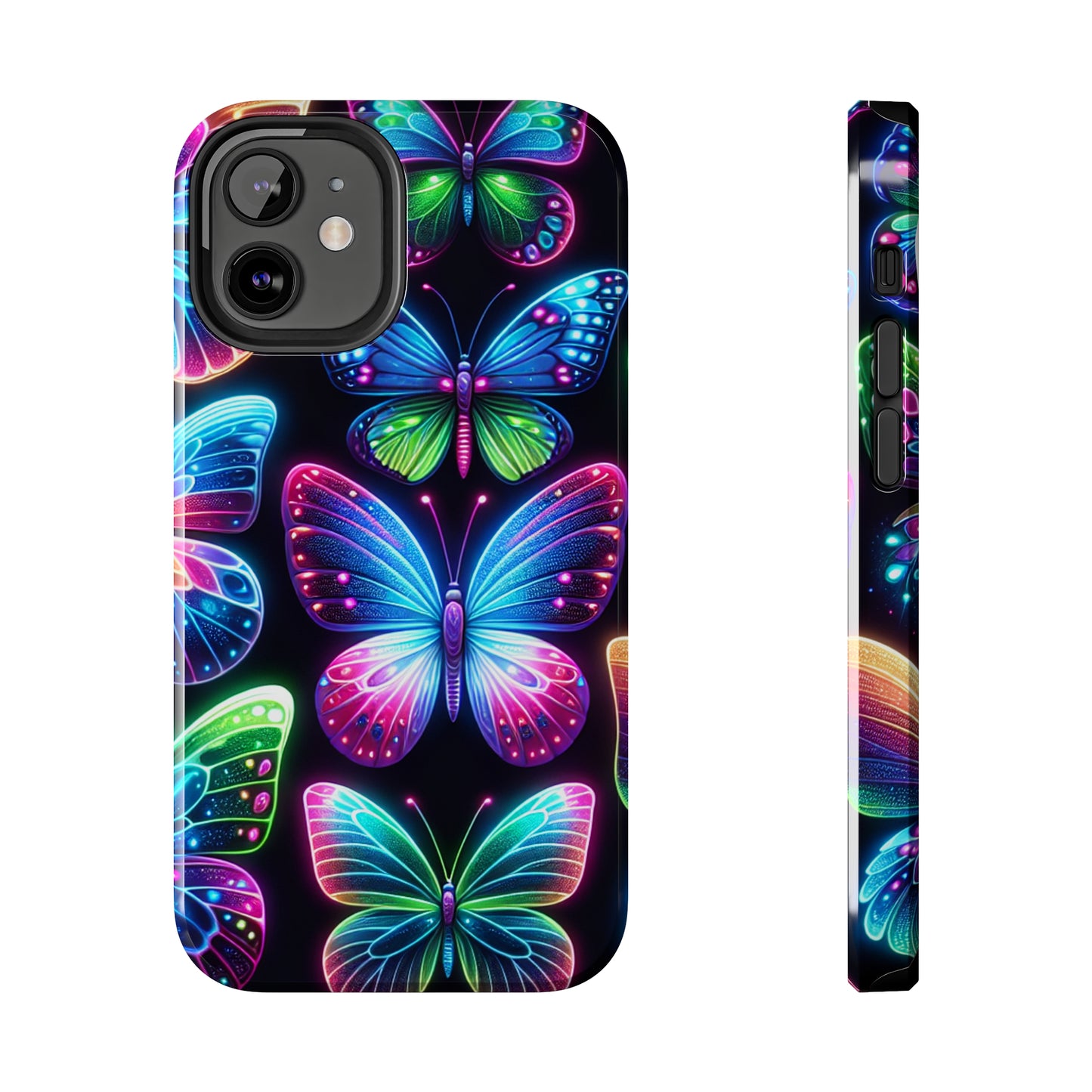 "Dance of the Neon Butterflies" NEON Butterflies Tough Phone Case Iphone 6 7 8 9 10 11 12 13 14 SE X XR XS Pro Max Mini Plus