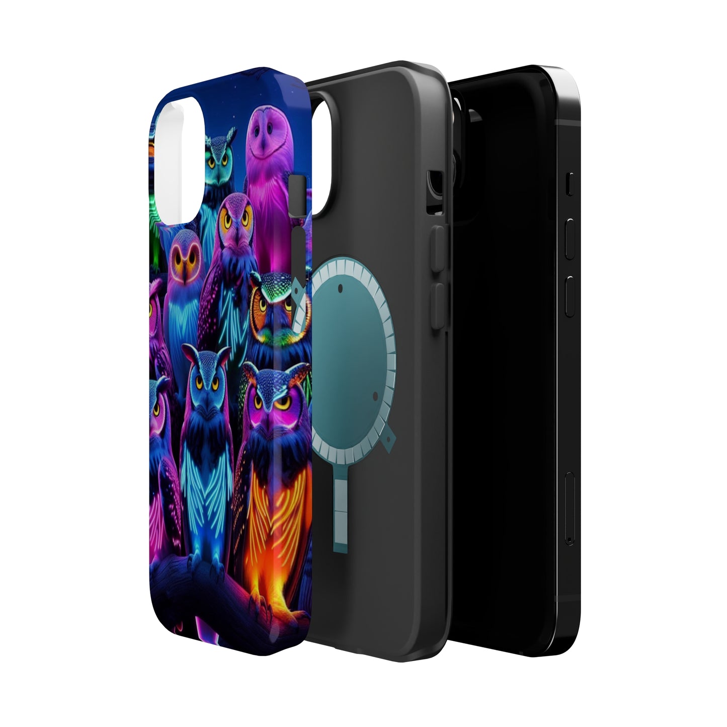 Neon Nocturne Owls. Neon Owls Premium Art Magsafe Magnet Tough IPhone 13 14 15 Pro Plus Max and Mini in Matte and Glossy Phone cases