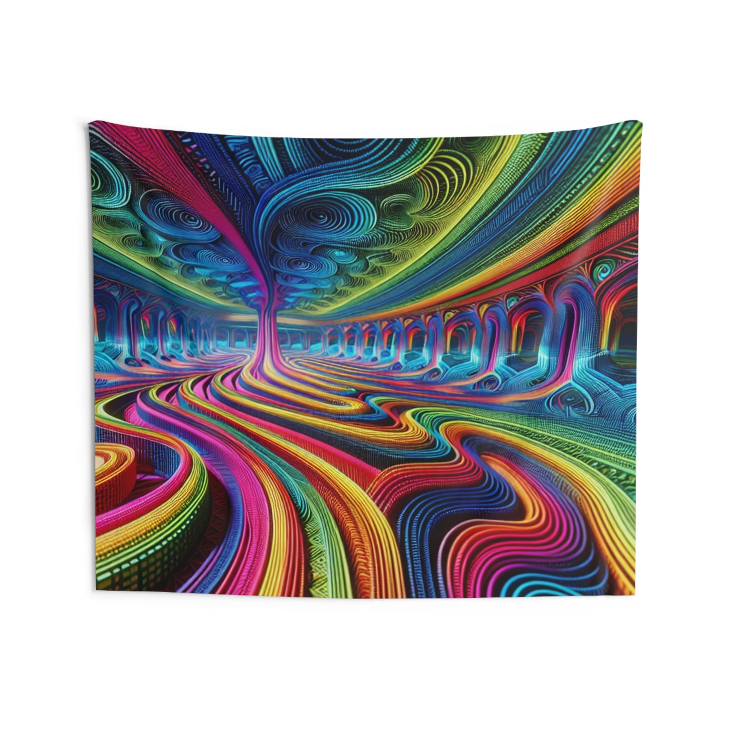 "Neon Infinity Vortex" Infinity Patterns Art Tapestry