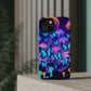 Neon Delight Landscape Neon Butterflies and Mushrooms Premium Art Magsafe Magnet Tough IPhone 13 14 15 Pro Plus Max and Mini in Matte and Glossy Phone cases