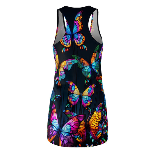 Neon Twilight Fireflies Neon Butterflies  Racerback Dress