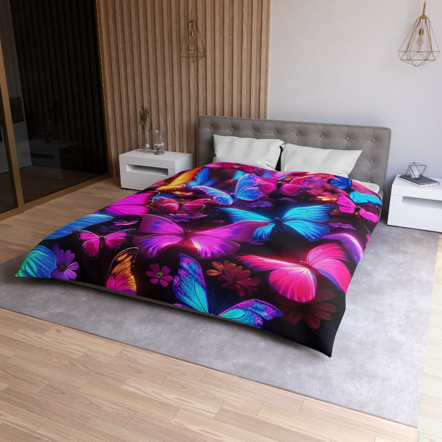 Pietro da Bergamo - NEON Butterflies Microfiber Duvet Cover