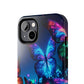 "Electric Morpho Rain" NEON Butterflies Tough Phone Case Iphone  7 8 9 10 11 12 13 14 SE X XR XS Pro Max Mini Plus