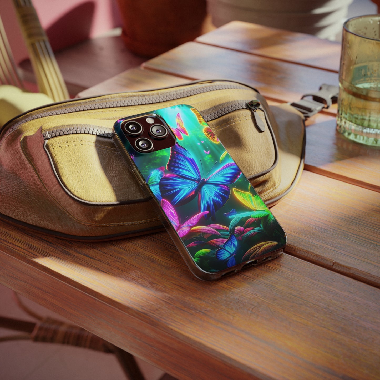 "Vivid Neon Flyaways" NEON Butterflies Art Polycarbonate Phone Case Samsung Galaxy s21 s22 Google Pixel 6 Iphone 11 12 13 14 Pro Max Mini Plus