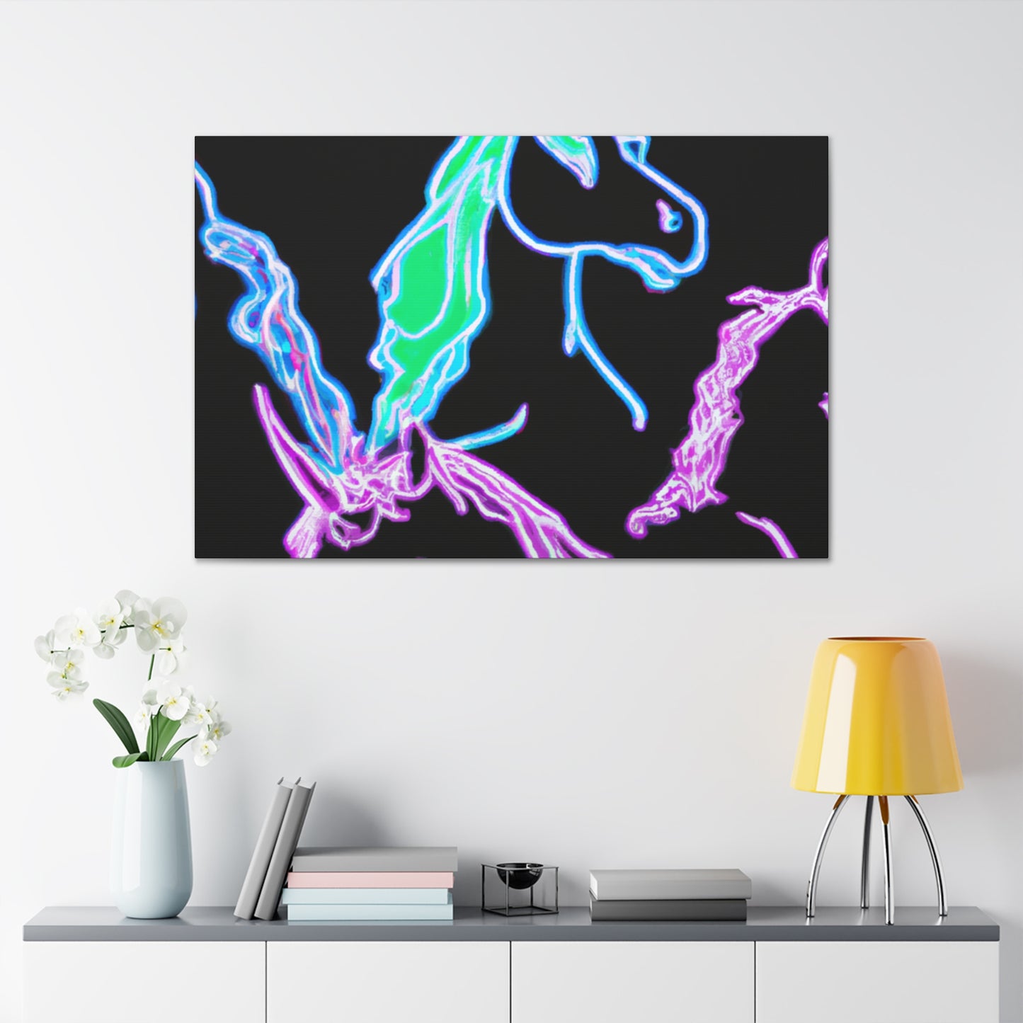 "Galactic Shebang of Neon Unicorns" NEON Unicorns Art Canvas