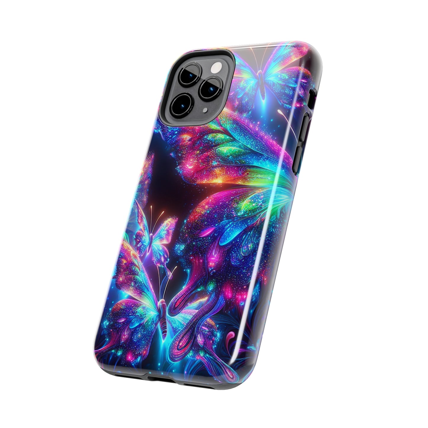"Butterfly Prism Eruption" NEON Butterflies Tough Phone Case