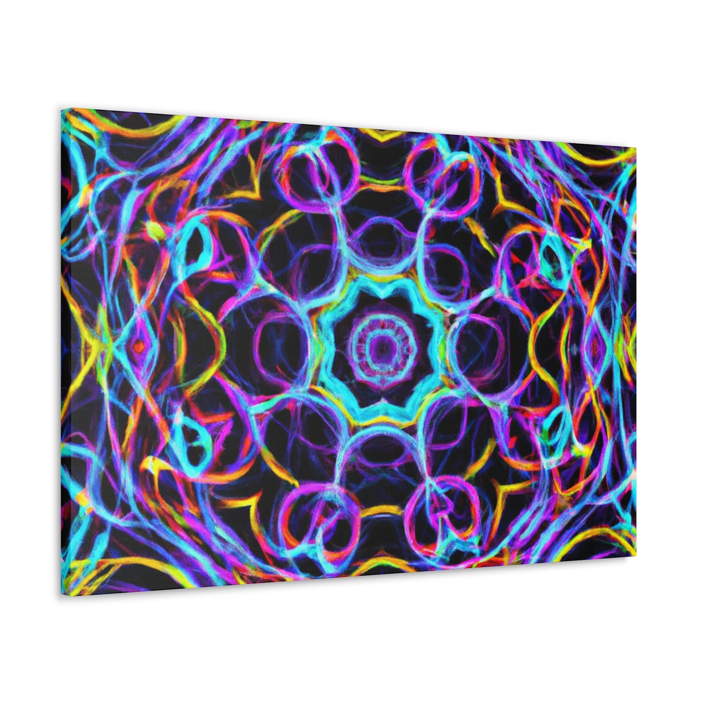 Neon Infinity Voyage. Trippy Infinity Patterns Art Canvas