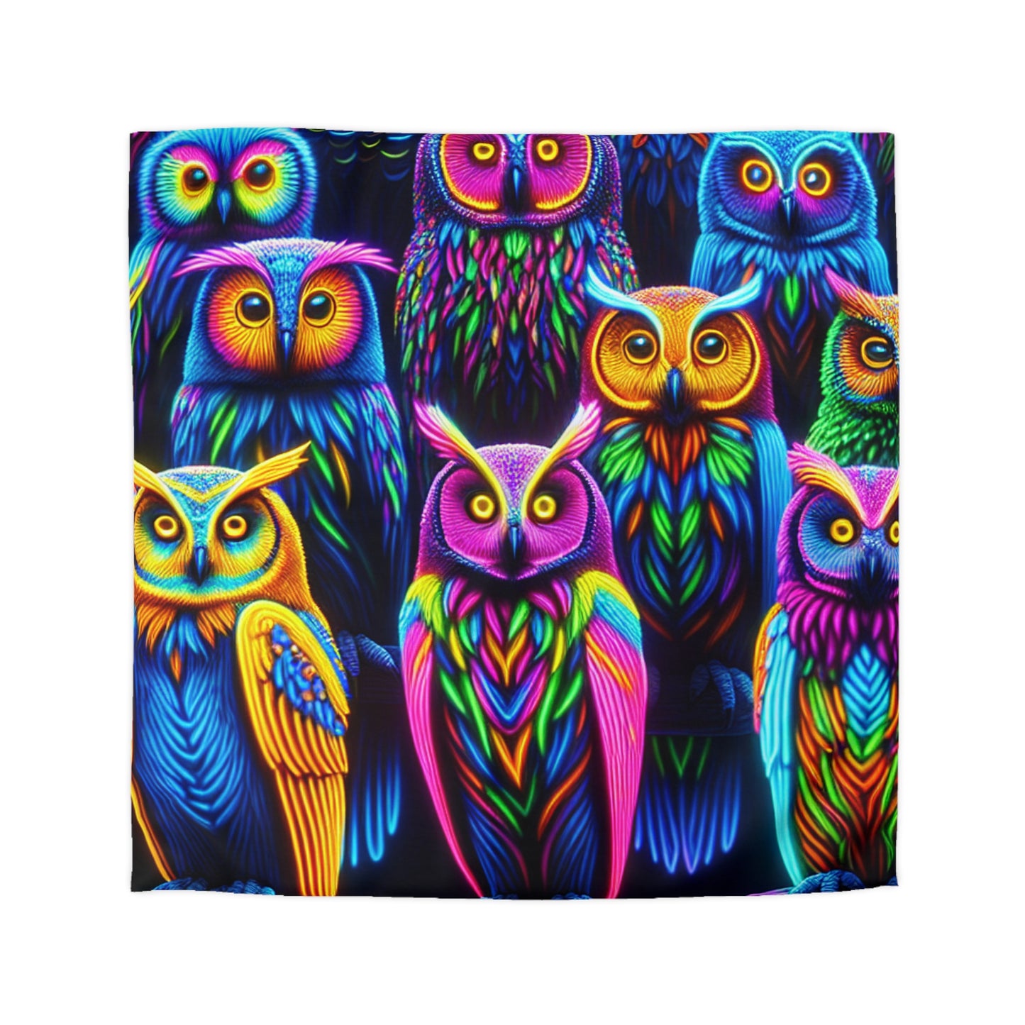 Diego de la Cruz. - NEON Owls Microfiber Duvet Cover