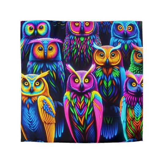 Diego de la Cruz. - NEON Owls Microfiber Duvet Cover