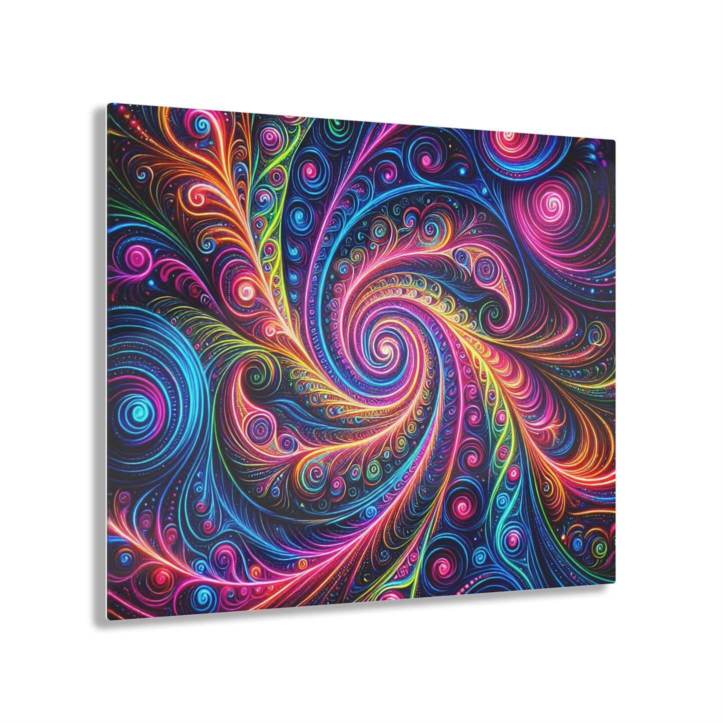 Electric Psychedelic Neon Vortex. Trippy infinity Pattern 1/4" Glossy Acrylic Art