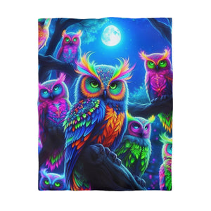 Giovanna de'Ravelo - NEON Owls Microfiber Duvet Cover
