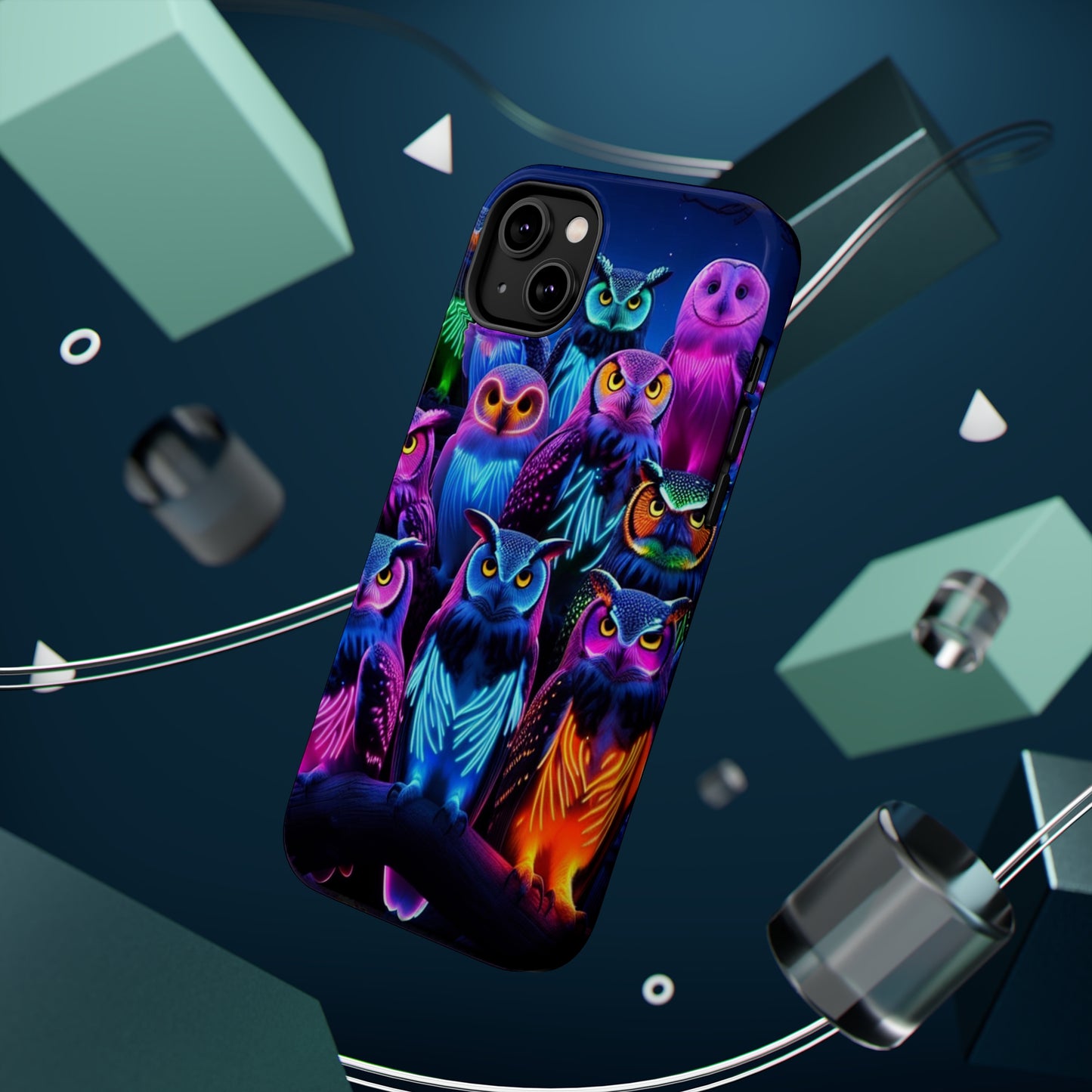 Neon Nocturne Owls. Neon Owls Premium Art Magsafe Magnet Tough IPhone 13 14 15 Pro Plus Max and Mini in Matte and Glossy Phone cases